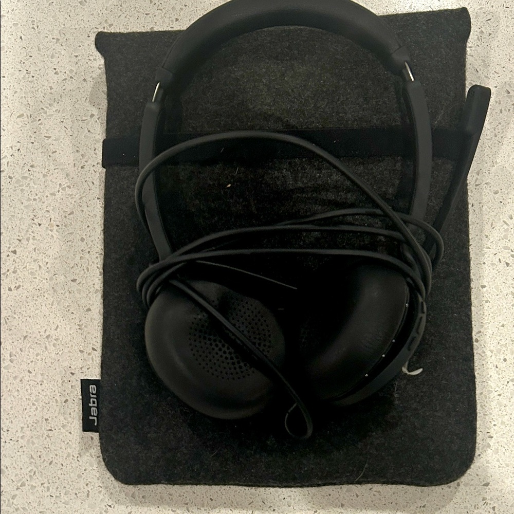 Jabra Wired Laptop Black Over-Ear Headphones with case